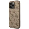 Guess GUHCP14LG4GFBR iPhone 14 Pro 6,1" brązowy|brown hard case 4G Metal Gold Logo Фото num