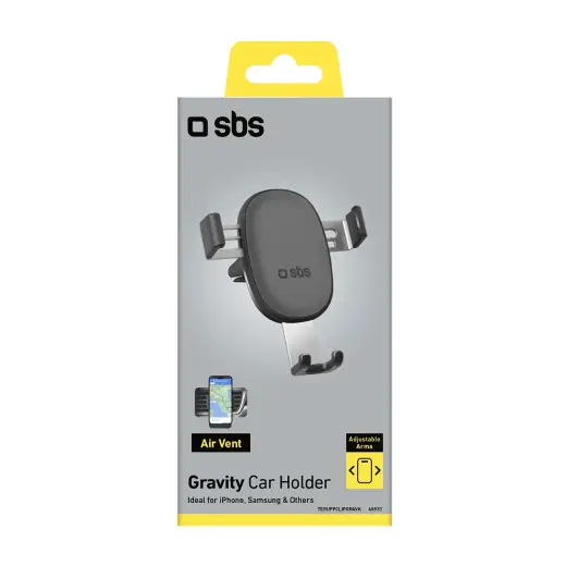 Gravity car smartphone holder with air vent clip Black Photo
