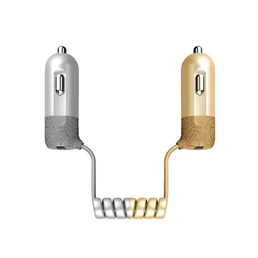 Зарядка для автомобиля REMAX Finchy RCC-103 | 17W | USB-A, Lightning, MicroUSB | с кабелем Lightning + MicroUSB в комплекте | серебристая Фото num