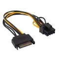 Adapteris ar kabeli Akyga AK-CA-80 PCI-E 6+2pin (m) | SATA (m) 15cm Foto 1