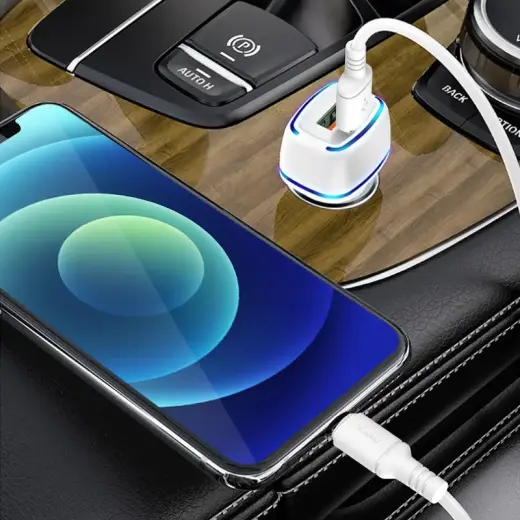 KAKU Car Charger KSC-528 Shengyu - 2xUSB - 2,8A with USB to Type C white Foto 3
