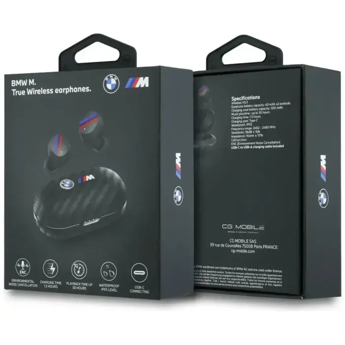 Headphones Bluetooth TWS BMW Carbon Metal Logo ENC black Foto 6