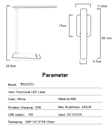 Yesido Desktop lamp DS20 induction with LCD display white Фото num