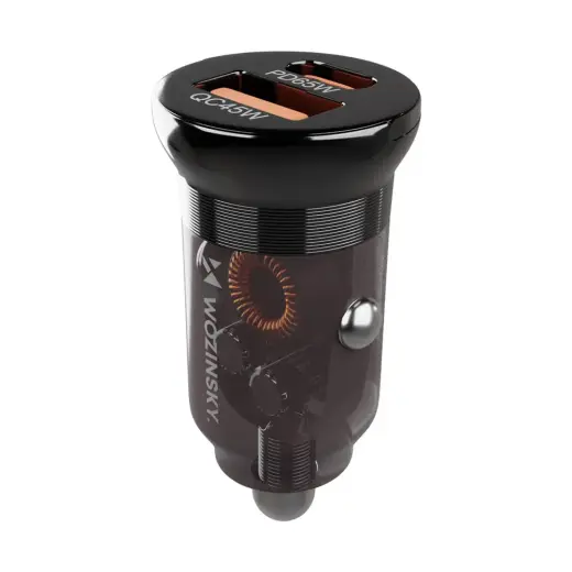 Wozinsky 65W Car Charger USB-C PD 65W | USB-A 45W QC 3.0 - Black Foto 3