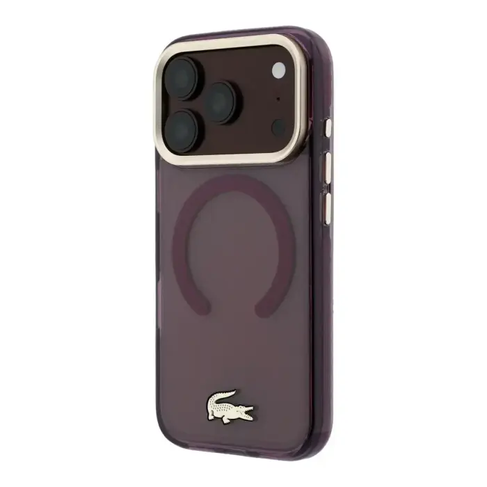Lacoste Frosted Finish Gold Logo maciņš ar MagSafe atbalstu telefonam iPhone 18 Pro sarkans