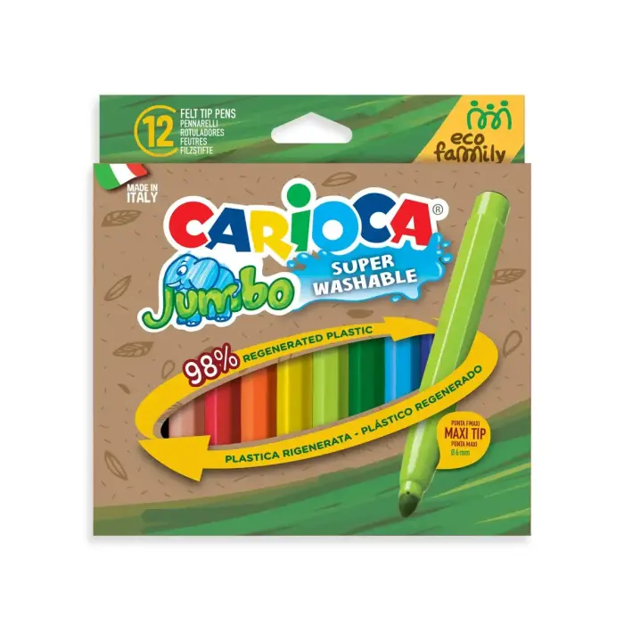 Flomasteri CARIOCA Jumbo EcoFamily, 12 krāsas Foto 2