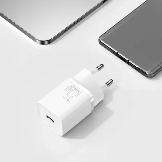 Baseus Super Si зарядное устройство | 25W | USB-C | с проводом USB-C на USB-C в комплекте | белое Фото num
