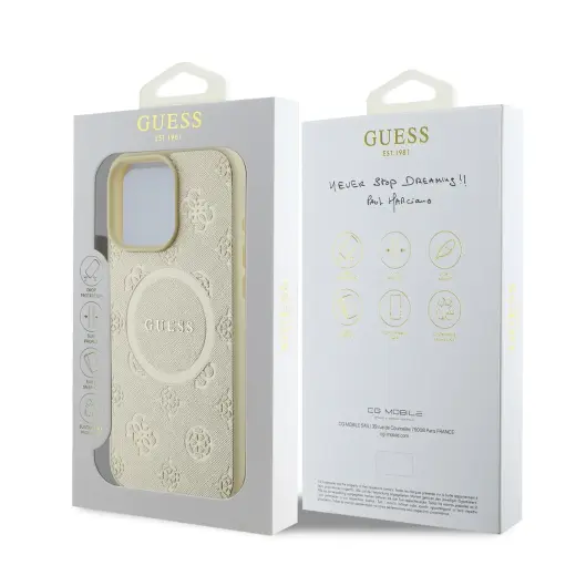 Guess Saffiano Peony Stamp MagSafe Case for iPhone 16 Pro Gold Foto 5