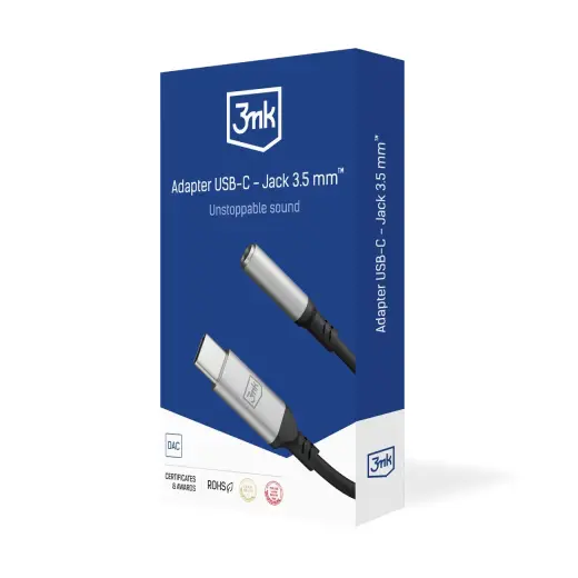 3mk USB-C adapter - 3.5 mm minijack - silver Photo