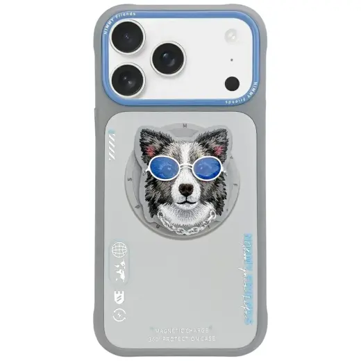 Case Nimmy Glasses Cool Dog MagSafe for  iPhone 17 grey