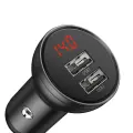 Зарядка для автомобиля Baseus Digital Display Dual USB 4.8A | 24W | USB-A, USB-C, micro USB, Lightning | с кабелем USB-A на USB-C, micro USB, Lightning в комплекте | с LCD дисплеем | черная Фото num
