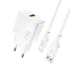 Dudao A23TEU 2.4A GaN USB-A Wall Charger with USB-A - USB-C Cable - White Foto 1