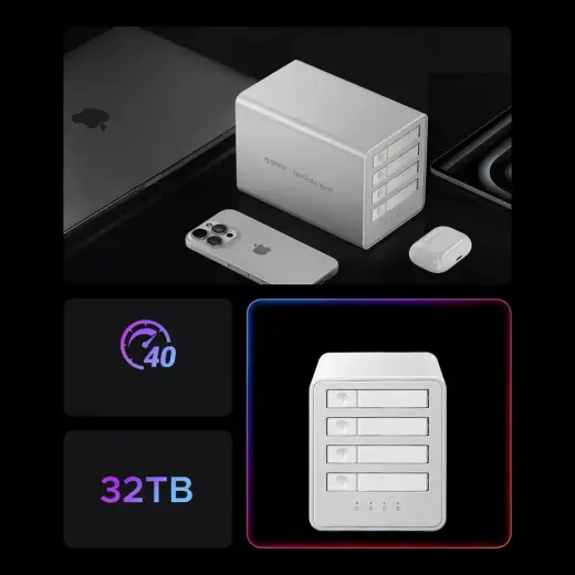 Orico 8848U4 DAS Series 4-Bay M.2 NVMe SSD Disk Array - White Foto 18