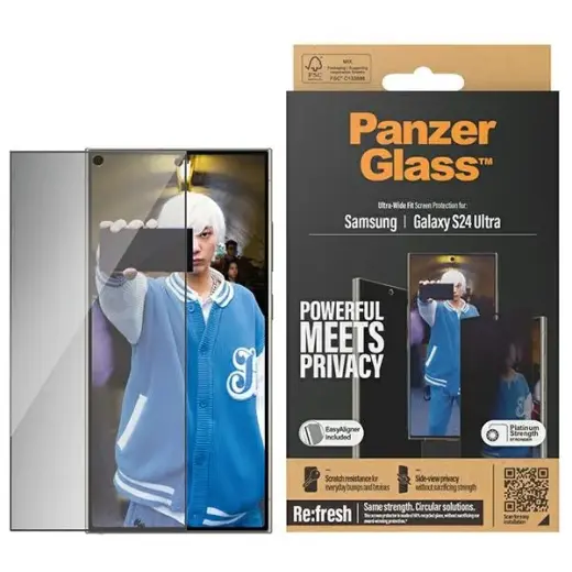 PanzerGlass Ultra-Wide Fit защитное стекло для телефона Samsung Galaxy S24 Ultra (эффект приватности) с встроенным выравнивателем Фото num