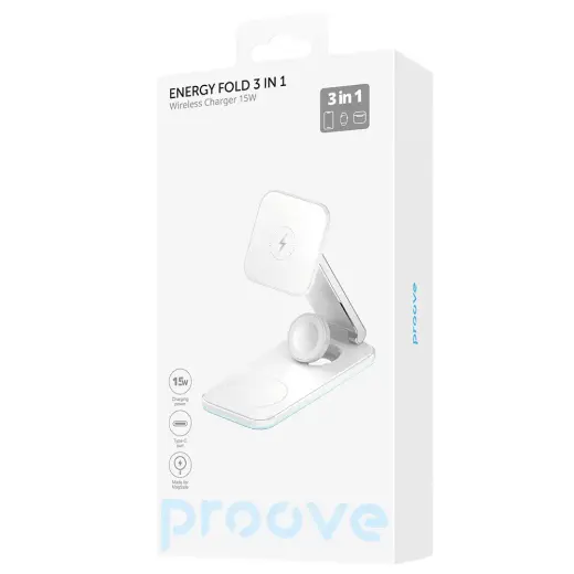 Proove wireless charger Energy Fold 3 in 1 white Фото num