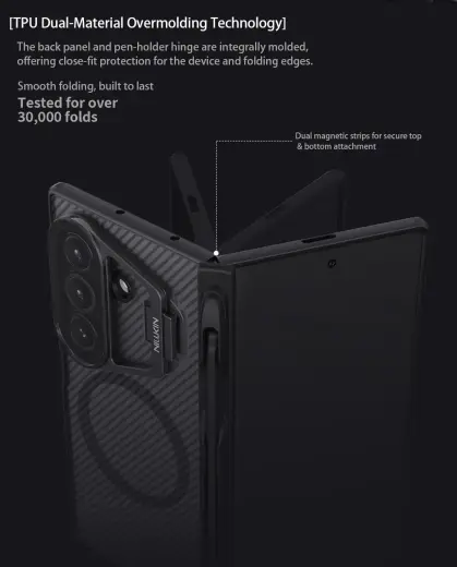 Nillkin CamShield Prop Magnetic Pen Slot Case for Samsung Galaxy Z Fold 7 Transparent Black Foto 7