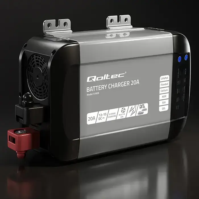 Qoltec Smart Monolith charger for LiFePO4 AGM GEL SLA batteries | 20A | 12V Foto 5