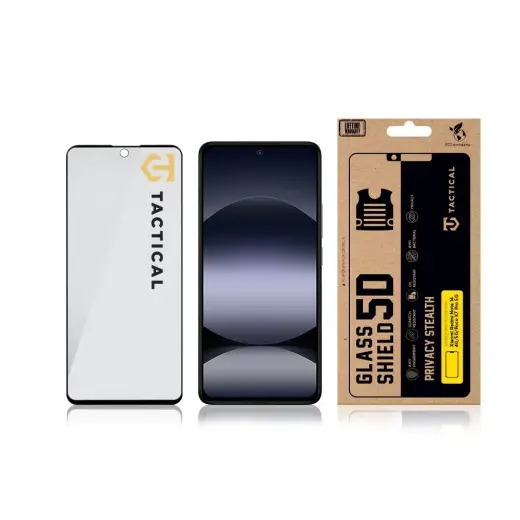 Tactical Glass Shield Privacy Stealth 5D for Xiaomi Redmi Note 14 4G|5G|Poco X7 Pro 5G Black Фото num