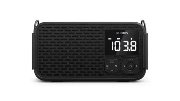 PHILIPS radio pulkstenis, melns
