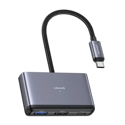USAMS Adapter HUB 5w1 USB 2.0|USB 3.0| USB-C|TF|SD szary|dark grey SJ628HUB01 (US-SJ628) Фото num