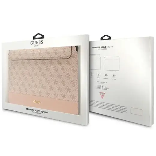 Guess Sleeve GUCS14PS4SGP 14" pink|pink 4G Stripe Metal Logo Фото num