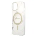 Zestaw Guess GUBPP14SHMEACSH Case+  Charger iPhone 14 | 15 | 13 6,1" biały|white hard case Marble MagSafe Фото num
