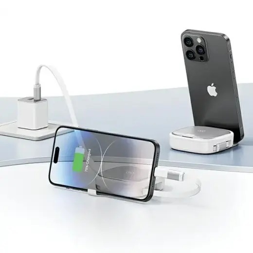 USAMS Kabel rozwijany 3w1 z pudełkiem MicroUSB|USB-C|Lightning 60W srebrny|silver SJ650USB02 (US-SJ650) Фото num