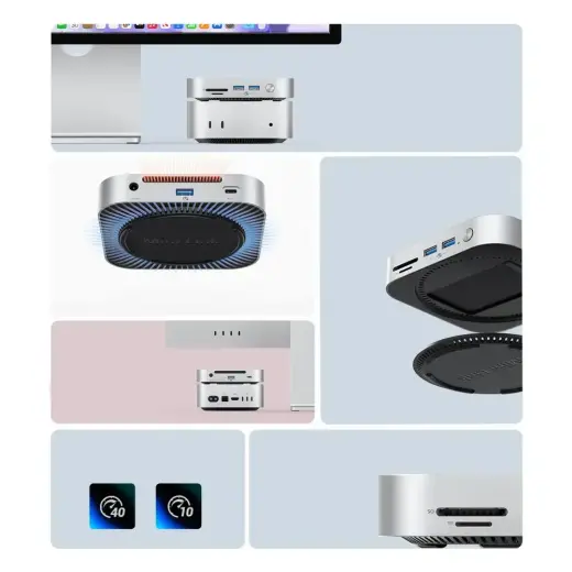 Orico MiniLink 9-in-1 Docking Station with M.2 SSD Hard Drive Bay - Silver Photo