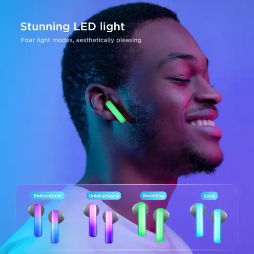 TWS Joyroom JR-TC1 IceLens Series wireless headphones with LED lights - black Foto 9