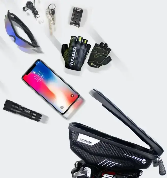 WILDMAN traveling bag for bike handlebars with zipper 1L (4 "- 7") E1 black Photo