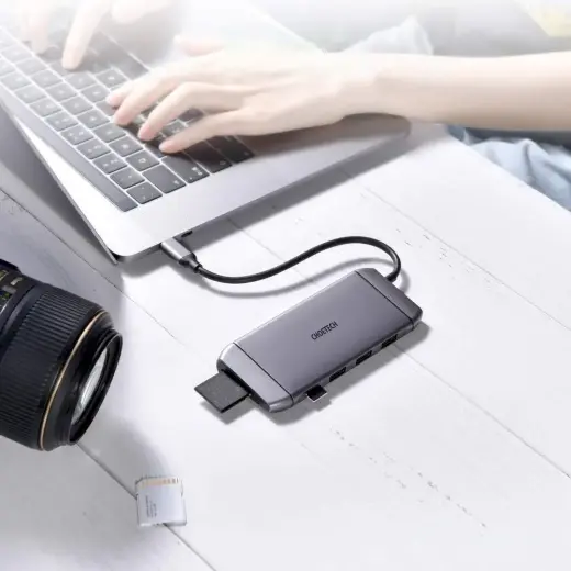 Choetech 9in1 multifunctional USB Type C HUB - 3x USB 3.2 Gen 1 | SD and TF memory card reader | HDMI 4K 30Hz | VGA Full HD 60Hz | USB Type C | RJ45 gray (HUB-M15 gray) Фото num