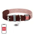 Dog collar made of natural leather and recycled material with QR code Waudog size S, width 15 mm, brown Фото num