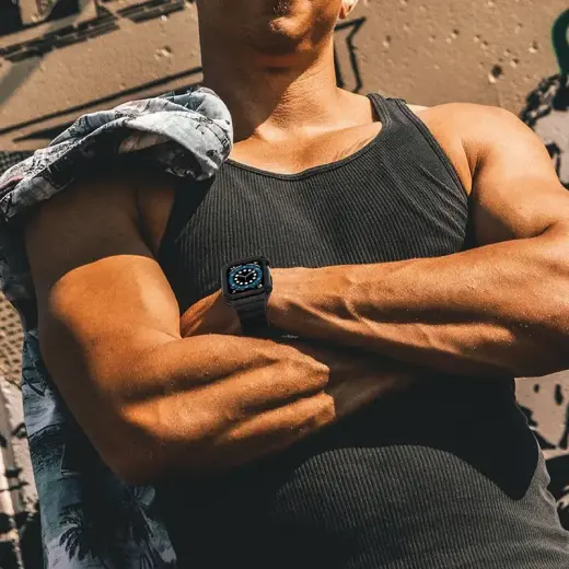 Protect Strap Band Band with Case for Apple Watch 7 | SE (41|40 | 38mm) Case Armored Watch Cover Gray Фото num