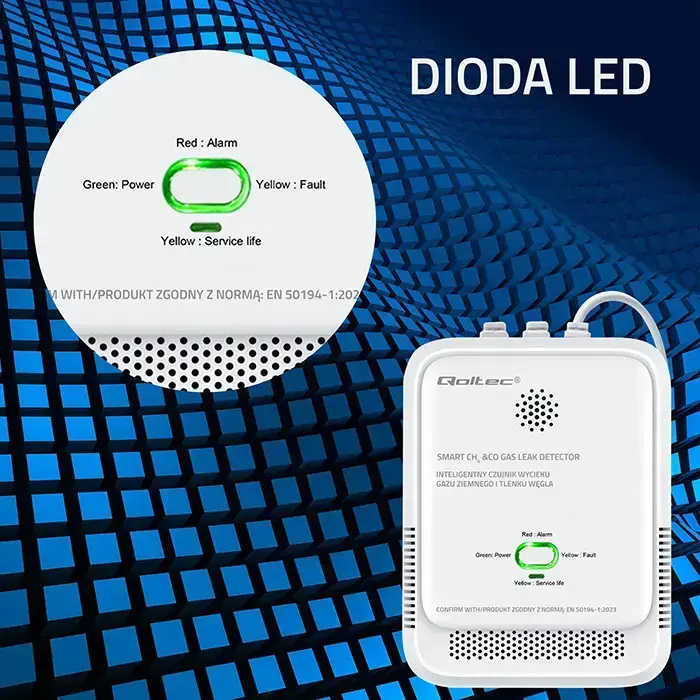 Qoltec Certified wireless Gas Leak (CH4) and Carbon monoxide (CO) detector | alarm 85dB | LED Foto 8
