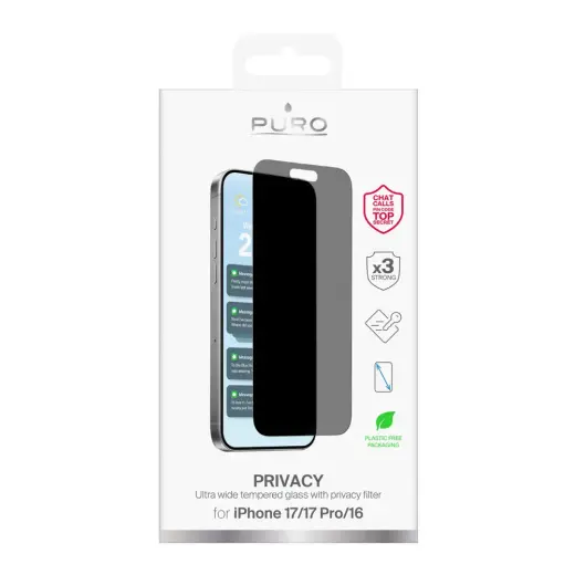 Puro Privacy Tempered Glass for iPhone 17 | iPhone 17 Pro | iPhone 16 Фото num