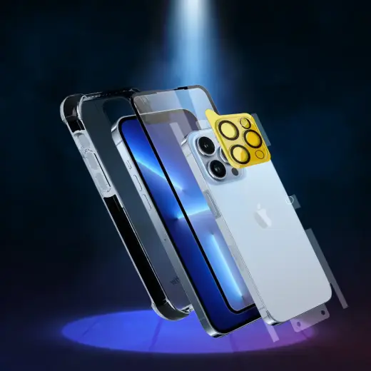 Bestsuit 6in1 set for iPhone 13 mini case | tempered glass flexi | back housing protector film | camera lens tempered glass | cloths | aplicator (D30 Buffer) Photo