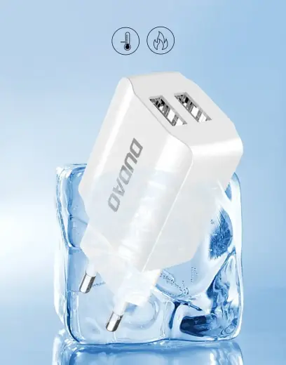 Dudao 2x USB mājas USB ceļojuma ES adapteris sienas lādētājs 5V|2.4A + Lightning kabelis balts (A2EU + Lightning balts) Foto 5