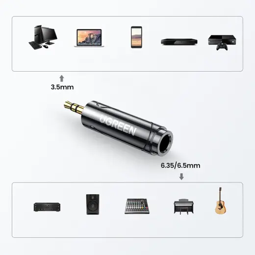 UGREEN adapter | adapter from 3.5 mm jack to 6.5 | 6.35 mm mini jack (grey) Photo