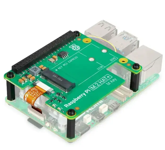 Raspberry Pi M.2 HAT+ NVMe diskdziņiem un M.2 piederumi Raspberry Pi 5