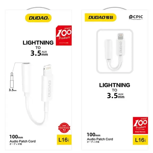 Dudao Converter Adapter from Lightning to headphones jack 3,5 mm (female) white (L16i white) Foto 5