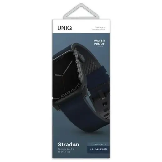 UNIQ pasek Straden Apple Watch Series 1|2|3|4|5|6|7|8|SE|SE2|Ultra 42|44|45|49mm. Leather Hybrid Strap niebieski|blue Фото num