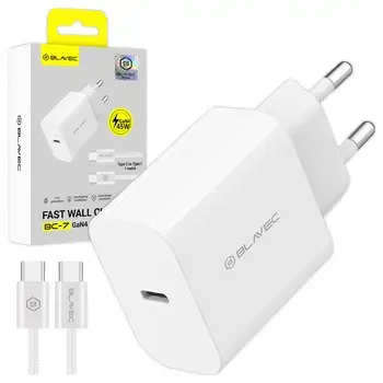 Blavec Wall charger BC-7 GaN4 - Type C - PD QC 45W 3A with Type C to Type C cable (TCBC7G4-CW453A+CC) white (damaged packaging) Foto 2