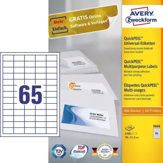 Avery Zweckform, Labels Avery 38 x 21,2mm, A4 (3666) Foto 2