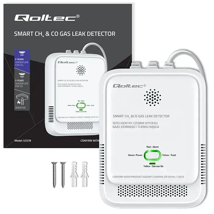 Qoltec Certified wireless Gas Leak (CH4) and Carbon monoxide (CO) detector | alarm 85dB | LED Foto 15