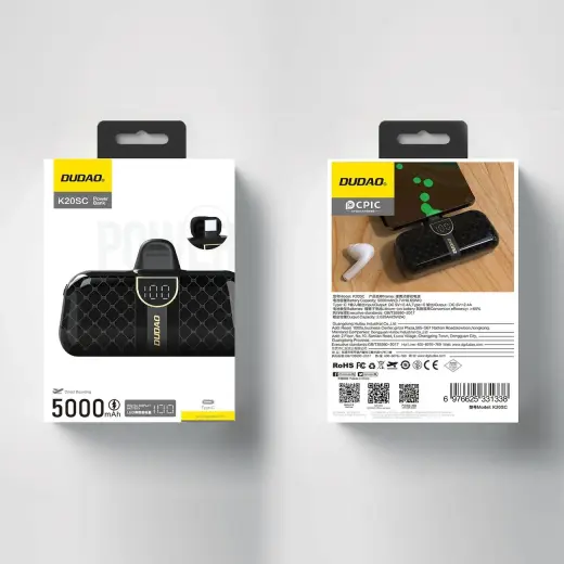 Mini bag-shaped Dudao K20SC power bank USB-C 5000mAh - black Photo