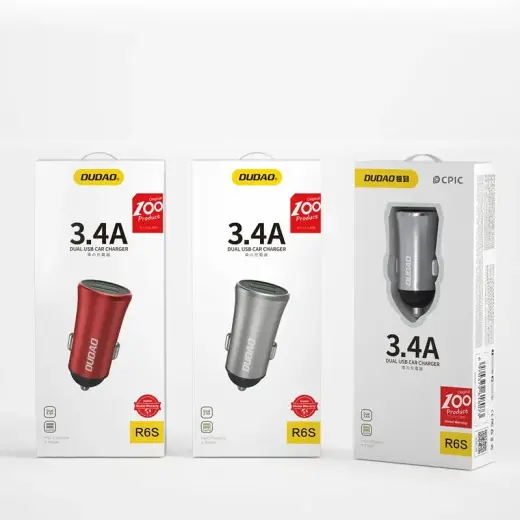 Dudao 3,4A умное автомобильное зарядное устройство 2x USB серебристый (R6S серебристый) Фото num