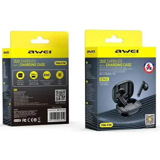 AWEI słuchawki Bluetooth 5.3 T66 TWS + stacja dokująca czarny|black Foto 7