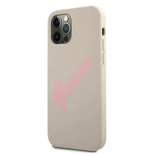 GUHCP12MLSVSGP Guess Silicone Vintage Pink Script Cover for iPhone 12|12 Pro 6.1 Grey Фото num