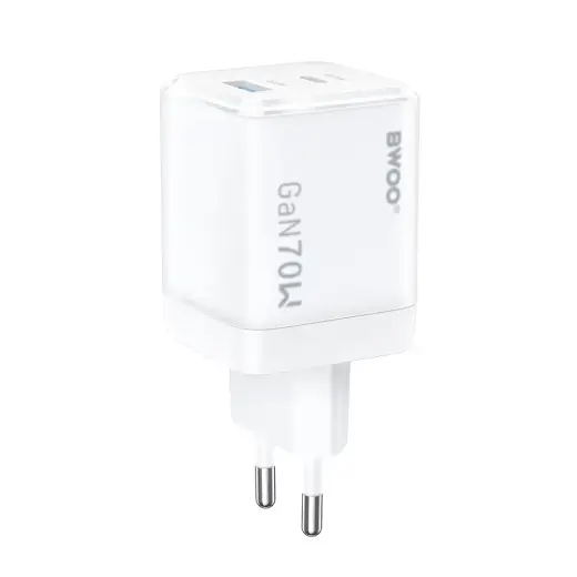 BWOO GaN wall charger CDA224 QC 70W 1 x USB 1 x USB-C, white Foto 2