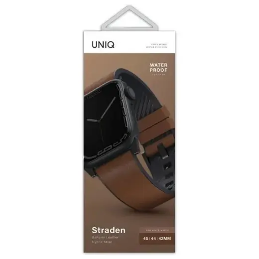 UNIQ pasek Straden Apple Watch Series 4|5|6|7|8|SE|SE2|Ultra 42|44|45mm. Leather Hybrid Strap brązowy|brown Фото num
